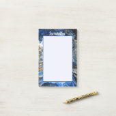 青い金ゴールド抽象芸術の3D効果パーソナライズされた4x6 ポストイット (デスク上)