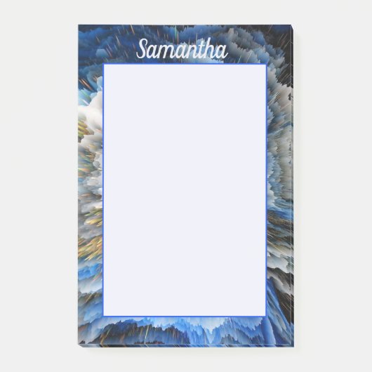 青い金ゴールド抽象芸術の3D効果パーソナライズされた4x6 ポストイット (正面)