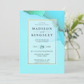 青い金ゴールド抽象芸術信じられないほどの結婚予算 招待状 (スタンド正面)