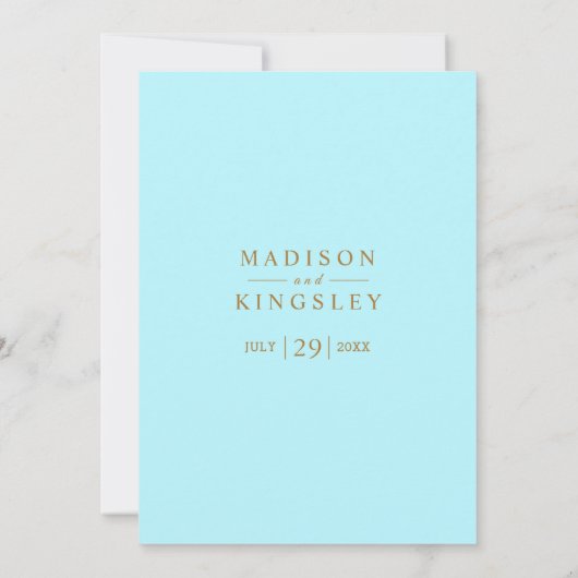 青い金ゴールド抽象芸術信じられないほどの結婚予算 招待状 (裏面)