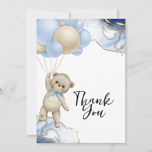 青い金ゴールド抽象芸術王室のを待つことができる サンキューカード (正面)