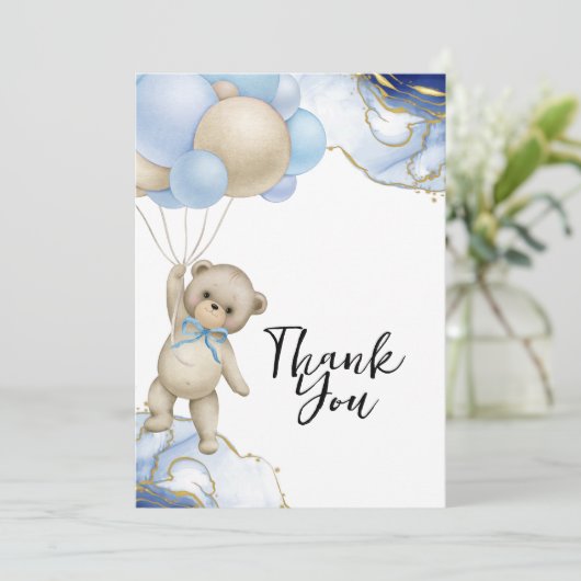 青い金ゴールド抽象芸術王室のを待つことができる サンキューカード (スタンド正面)