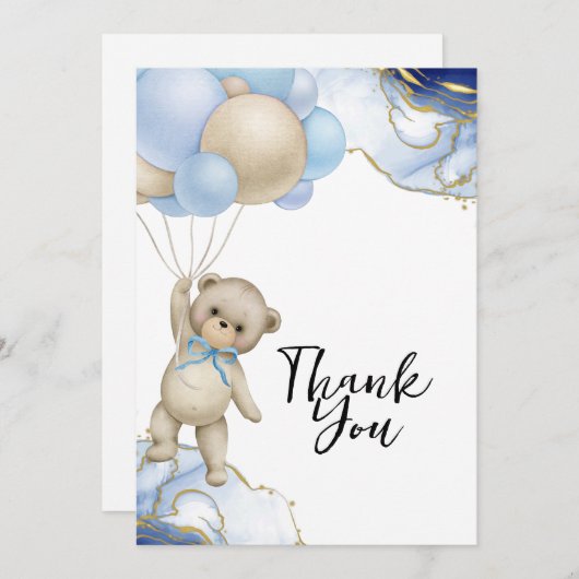 青い金ゴールド抽象芸術王室のを待つことができる サンキューカード (正面/裏面)