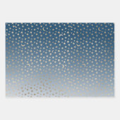 青い金ゴールド星 ラッピングペーパーシート (正面3)