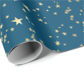 青い金ゴールド星 ラッピングペーパー (ロールコーナー)