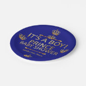 青い金ゴールド王室の王子の赤ちゃん男の子をシャワー ペーパープレート (アングル)