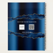 青い金ゴールド瑪瑙の大理石名スクリプト2023 プランナー手帳 (裏面)