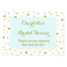 青い金ゴールド紙吹雪ブライダルシャワーメッセージカード