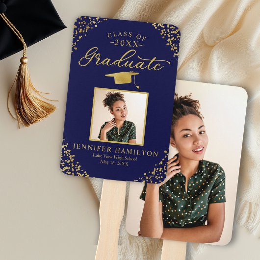 青い金ゴールド紙吹雪2写真卒業ハンドファン ハンドファン