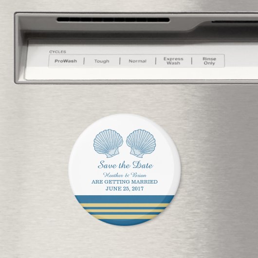 青い金ゴールド航海のシーシェル日付マグネットを保存 マグネット (インサイチュ (食洗機))