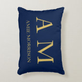 青い金ゴールド色プロフェッショナルイニシャル文字名 アクセントクッション (正面(垂直))