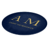 青い金ゴールド色プロフェッショナルイニシャル文字名 カッティングボード (角)