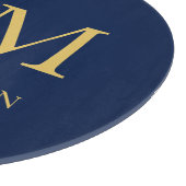 青い金ゴールド色プロフェッショナルイニシャル文字名 カッティングボード (角)