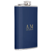 青い金ゴールド色プロフェッショナルイニシャル文字名 フラスク (右)