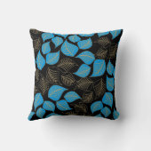 青い金ゴールド葉のブローパターン クッション (裏面)