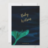 青い金ゴールド輝く人魚の赤ちゃんシャワー 招待状 (裏面)