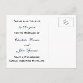 青い金ゴールド雪の冬は日付を保存 案内ポストカード (裏面)