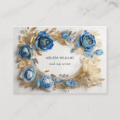 青い金ゴールド3 D花 名刺 (正面)