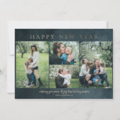 青い金ゴールド4枚の写真新年おめでとう シーズンカード (正面)