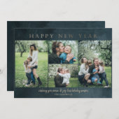 青い金ゴールド4枚の写真新年おめでとう シーズンカード (正面/裏面)