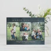 青い金ゴールド4枚の写真新年おめでとう シーズンカード (スタンド正面)