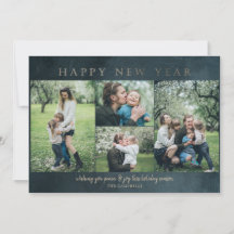 青い金ゴールド4枚の写真新年おめでとう