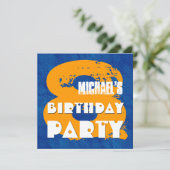 青い金ゴールド8歳の誕生パーティー8歳のV11C 招待状 (スタンド正面)