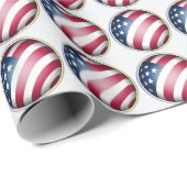 青い金ゴールド、シルバーフレームUSAフラッググローブパターン ラッピングペーパー (ロールコーナー)