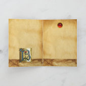 青い金ゴールドB文字と花モノグラム誕生日 カード (内部)