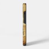青い金ゴールドB文字と花モノグラム iPhoneケース (左側面)