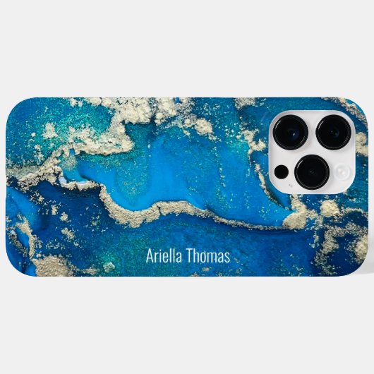 青い金ゴールドiPhone 14 Pro Maxケース Case-Mate iPhoneケース (裏面 (横))