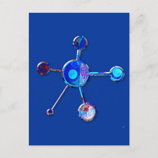 青い金属の分子 ポストカード (正面)