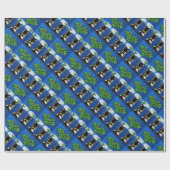 青い金属サンタのブーツの包装紙 ラッピングペーパー (フラット)