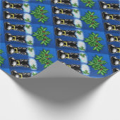 青い金属サンタのブーツの包装紙 ラッピングペーパー (角)