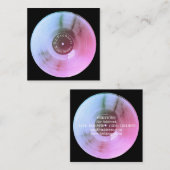 青い金属レコードディスクdjの生産 スクエア名刺 (正面/裏面)