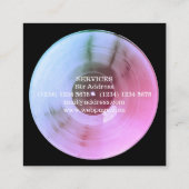 青い金属レコードディスクdjの生産 スクエア名刺 (裏面)