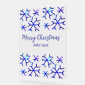 青い金属光沢の雪の結晶クリスマスパターンf アクリルサイン (傾斜)