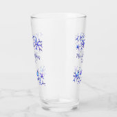 青い金属光沢の雪の結晶クリスマスパターンf タンブラーグラス (右)