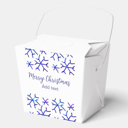 青い金属光沢の雪の結晶クリスマスパターンf フェイバーボックス (正面)