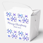 青い金属光沢の雪の結晶クリスマスパターンf フェイバーボックス (裏面)