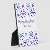 青い金属光沢の雪の結晶クリスマスパターンf フォトプラーク (側面)