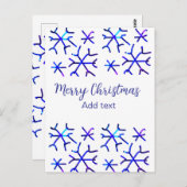 青い金属光沢の雪の結晶クリスマスパターンf ポストカード (正面/裏面)