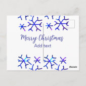 青い金属光沢の雪の結晶クリスマスパターンf ポストカード (裏面)