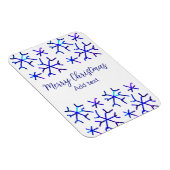 青い金属光沢の雪の結晶クリスマスパターンf マグネット (右側)