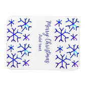 青い金属光沢の雪の結晶クリスマスパターンf マグネット (横)