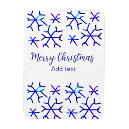 青い金属光沢の雪の結晶クリスマスパターンf マグネット