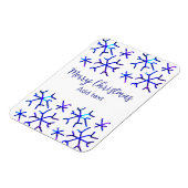 青い金属光沢の雪の結晶クリスマスパターンf マグネット (左側)