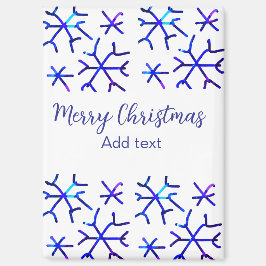 青い金属光沢の雪の結晶クリスマスパターンf マグネット