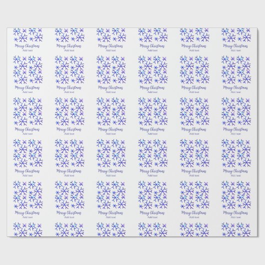 青い金属光沢の雪の結晶クリスマスパターンf ラッピングペーパー (フラット)