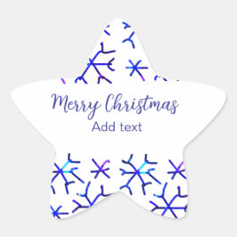 青い金属光沢の雪の結晶クリスマスパターンf 星シール